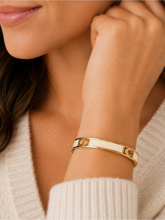 Coach Jewelry - Coach Gold and Cream Enamel C-Logo Bangle Bracelet